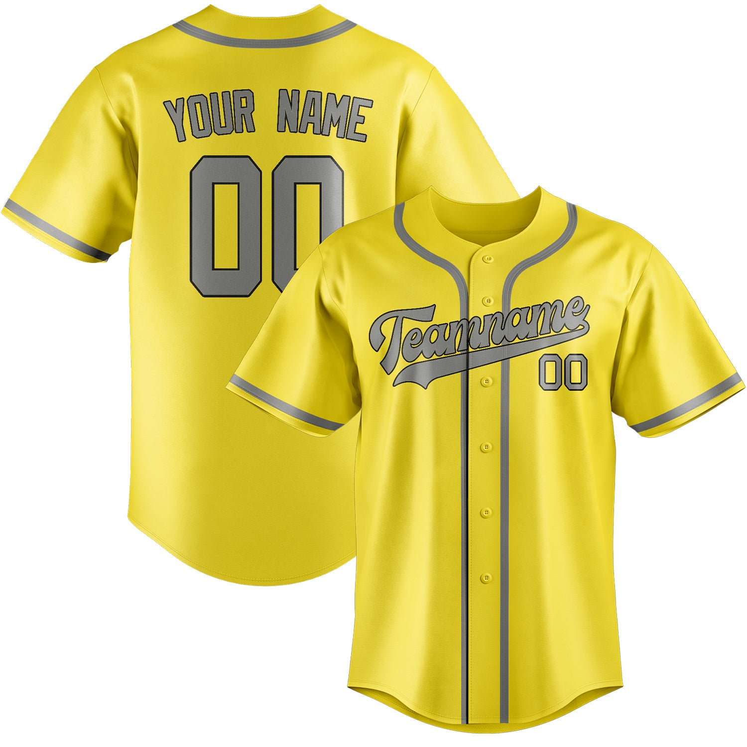 Benutzerdefiniertes Professionelles Blassgelb Grau Baseballtrikot