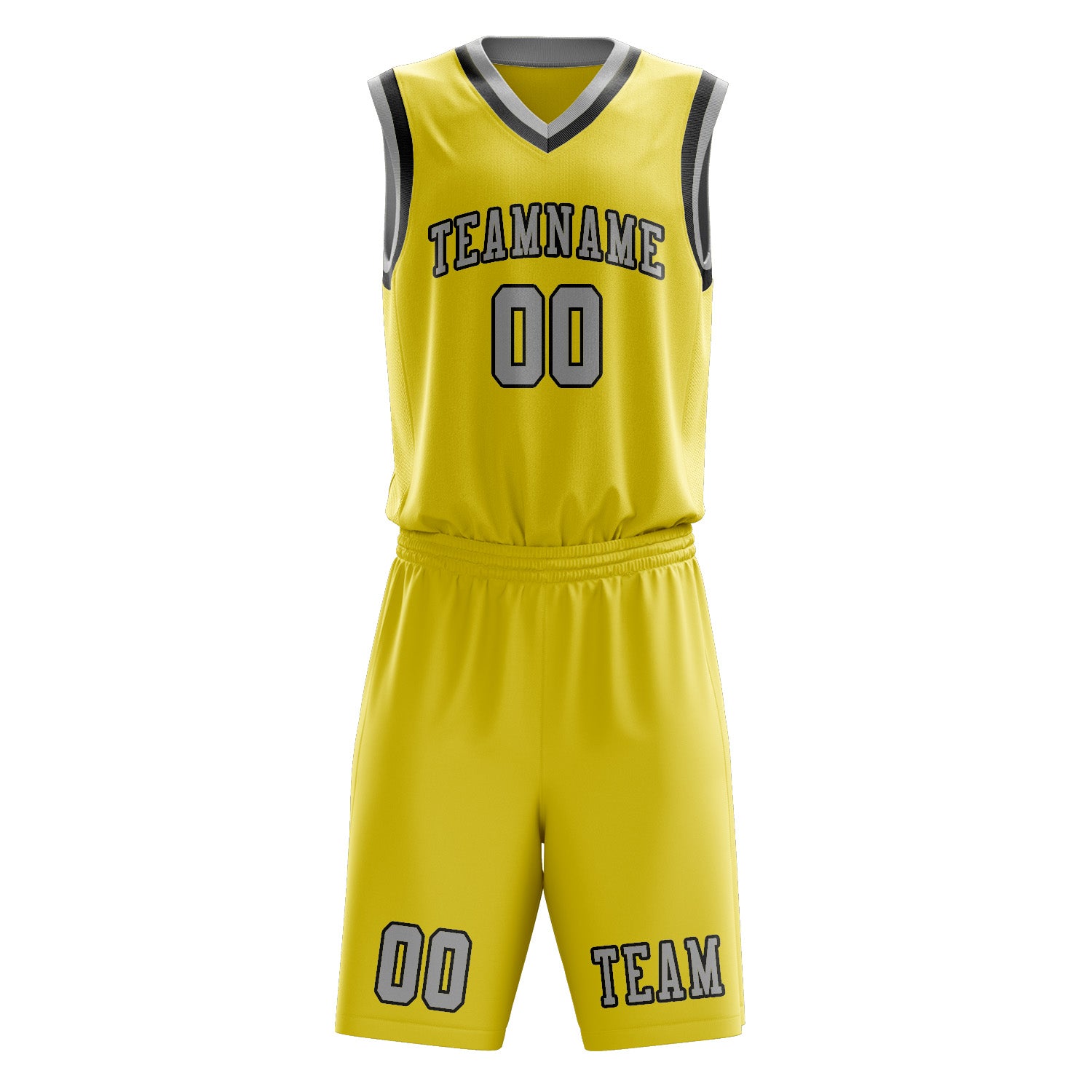 Benutzerdefiniertes Professionelles Blassgelb Grau Basketballtrikot-Set