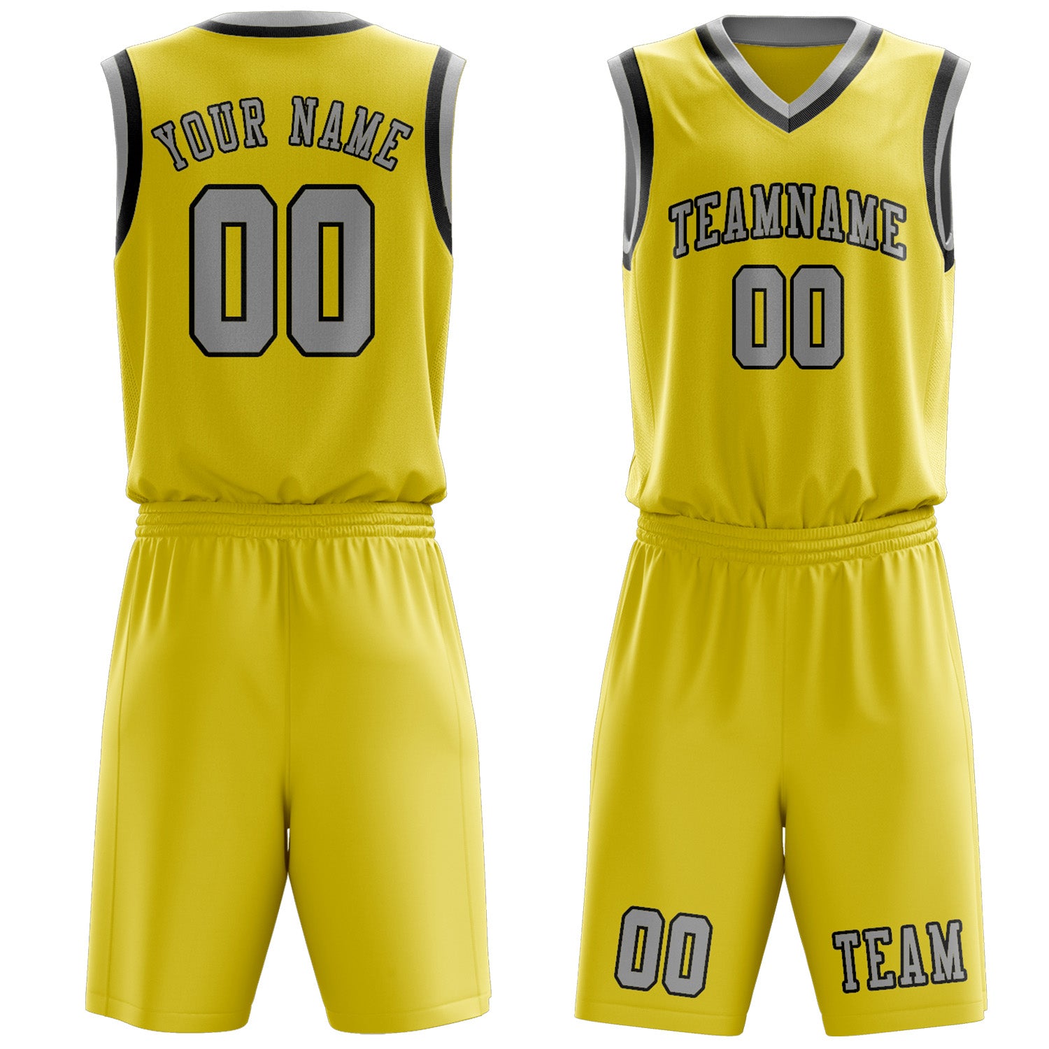 Benutzerdefiniertes Professionelles Blassgelb Grau Basketballtrikot-Set