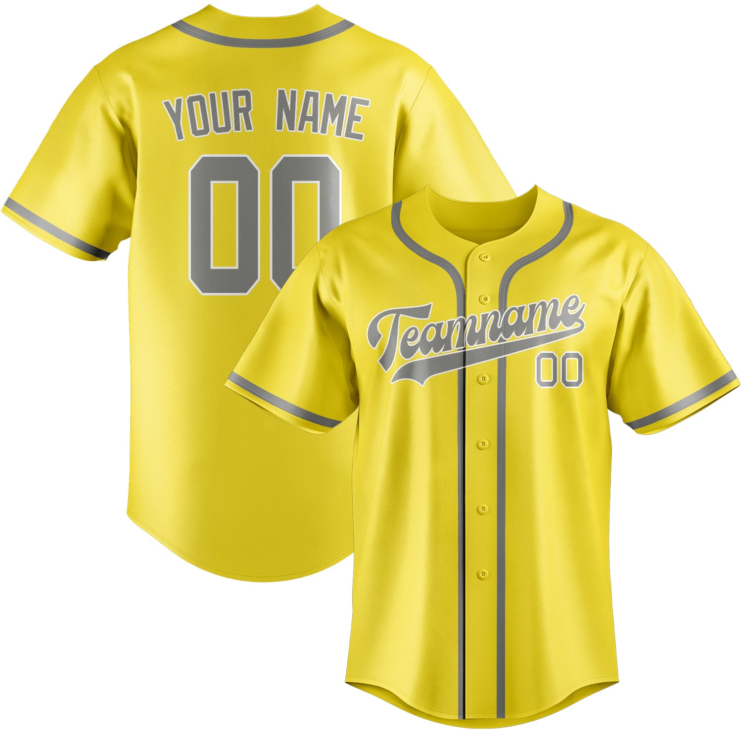 Benutzerdefiniertes Professionelles Blassgelb Grau Baseballtrikot