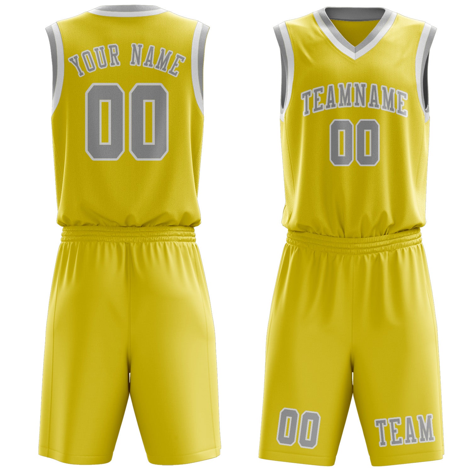 Benutzerdefiniertes Professionelles Blassgelb Grau Basketballtrikot-Set