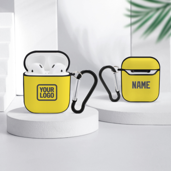 Maßgeschneidertes Blassgelb Dunkelgrau AirPods-Hülle