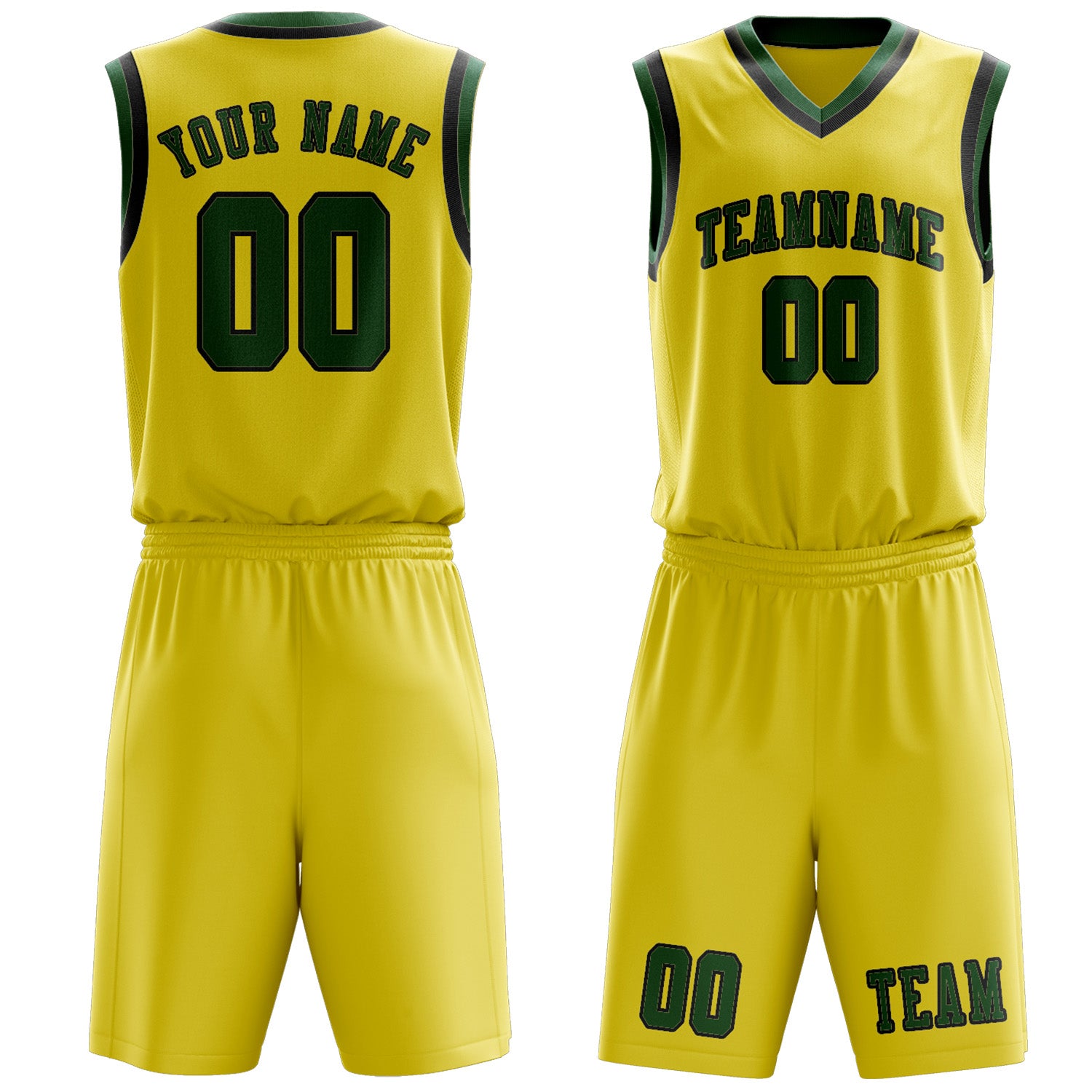 Benutzerdefiniertes Professionelles Blassgelb Moosgrün Basketballtrikot-Set