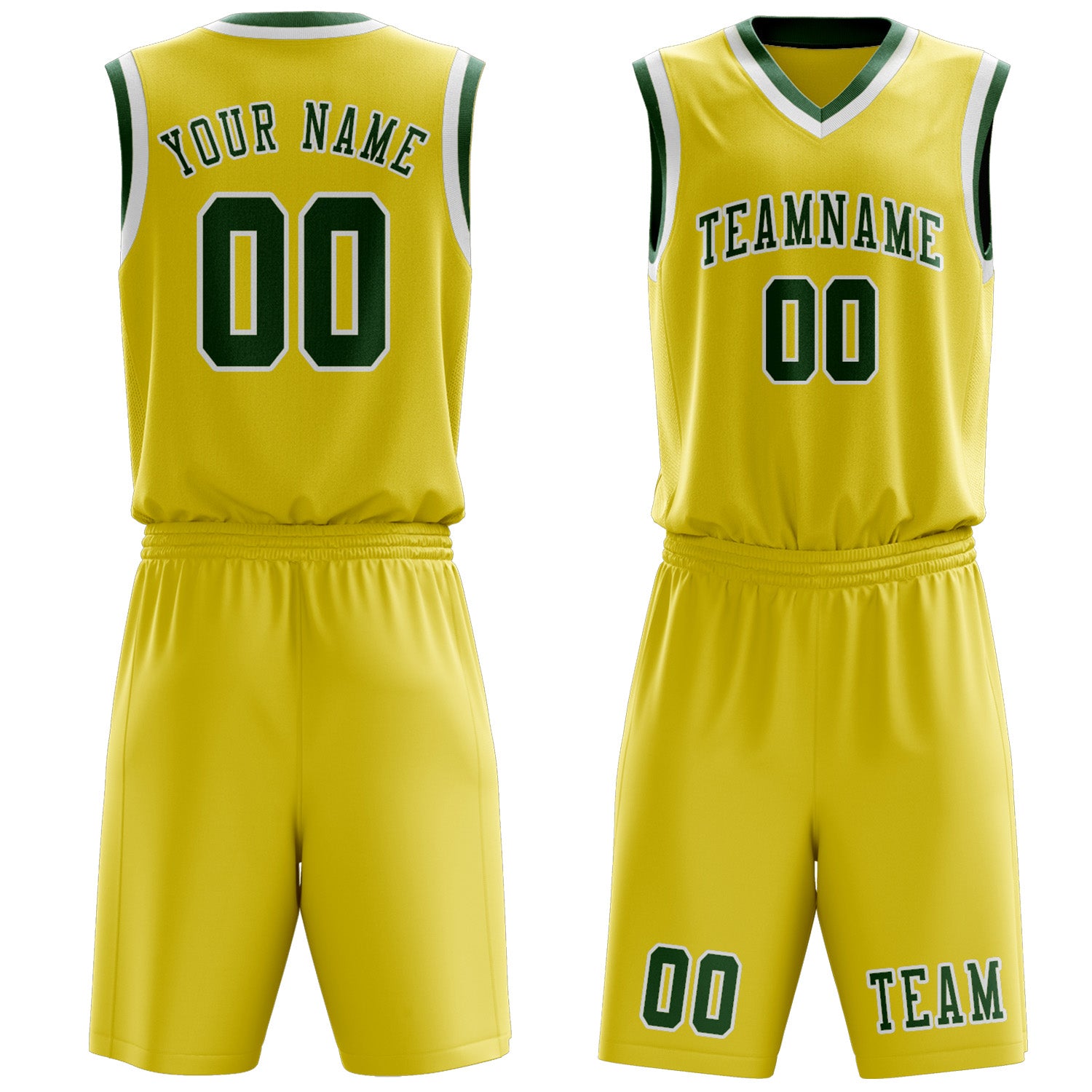 Benutzerdefiniertes Professionelles Blassgelb Moosgrün Basketballtrikot-Set