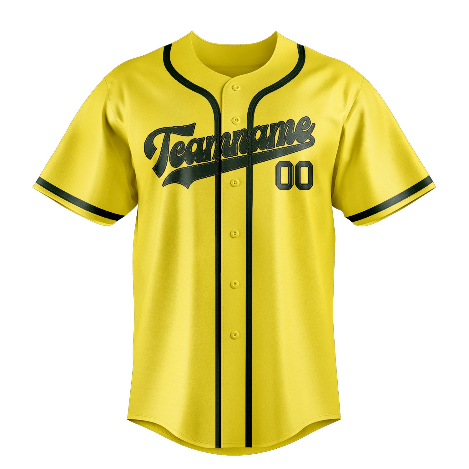 Benutzerdefiniertes Professionelles Blassgelb Tannengrün Baseballtrikot