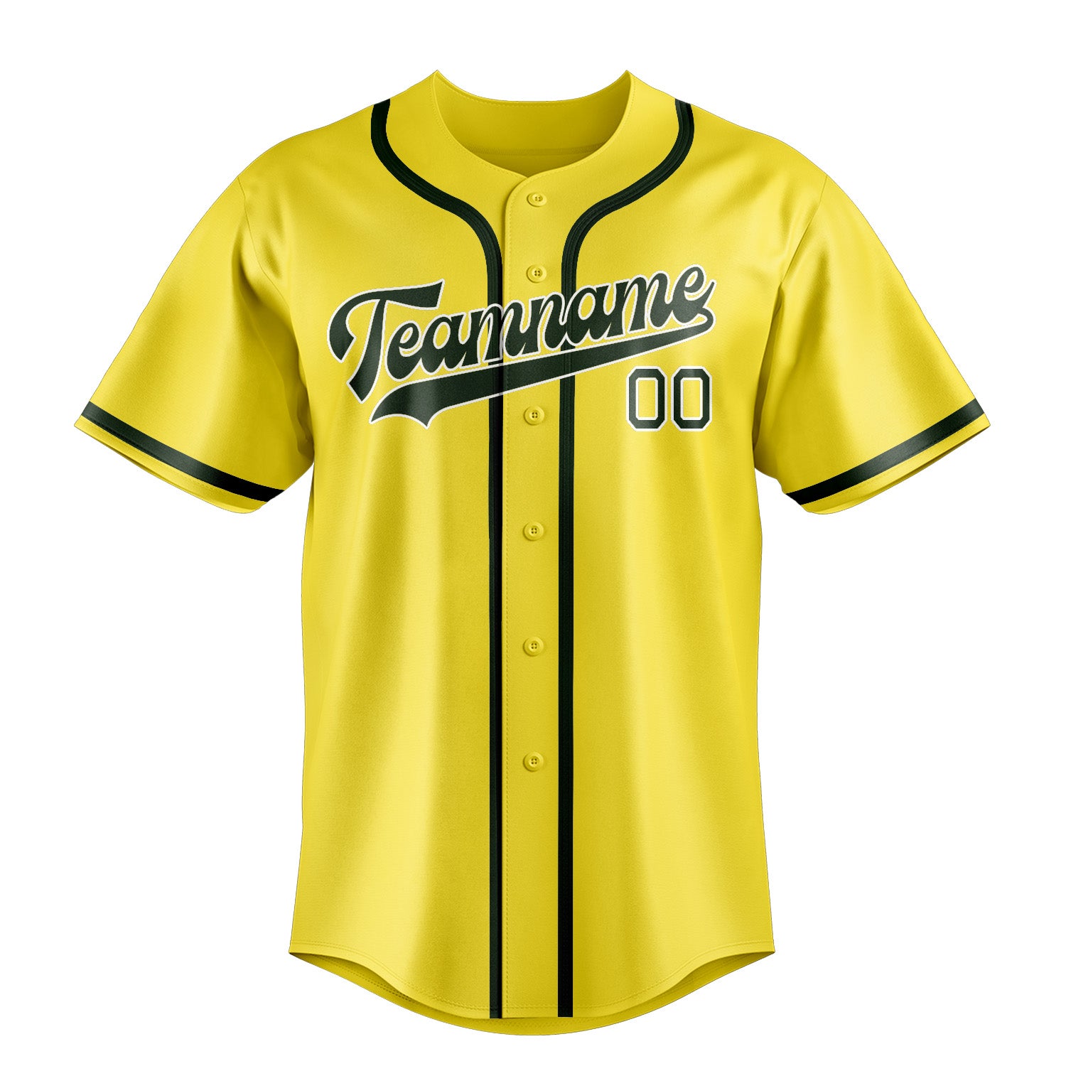 Benutzerdefiniertes Professionelles Blassgelb Tannengrün Baseballtrikot
