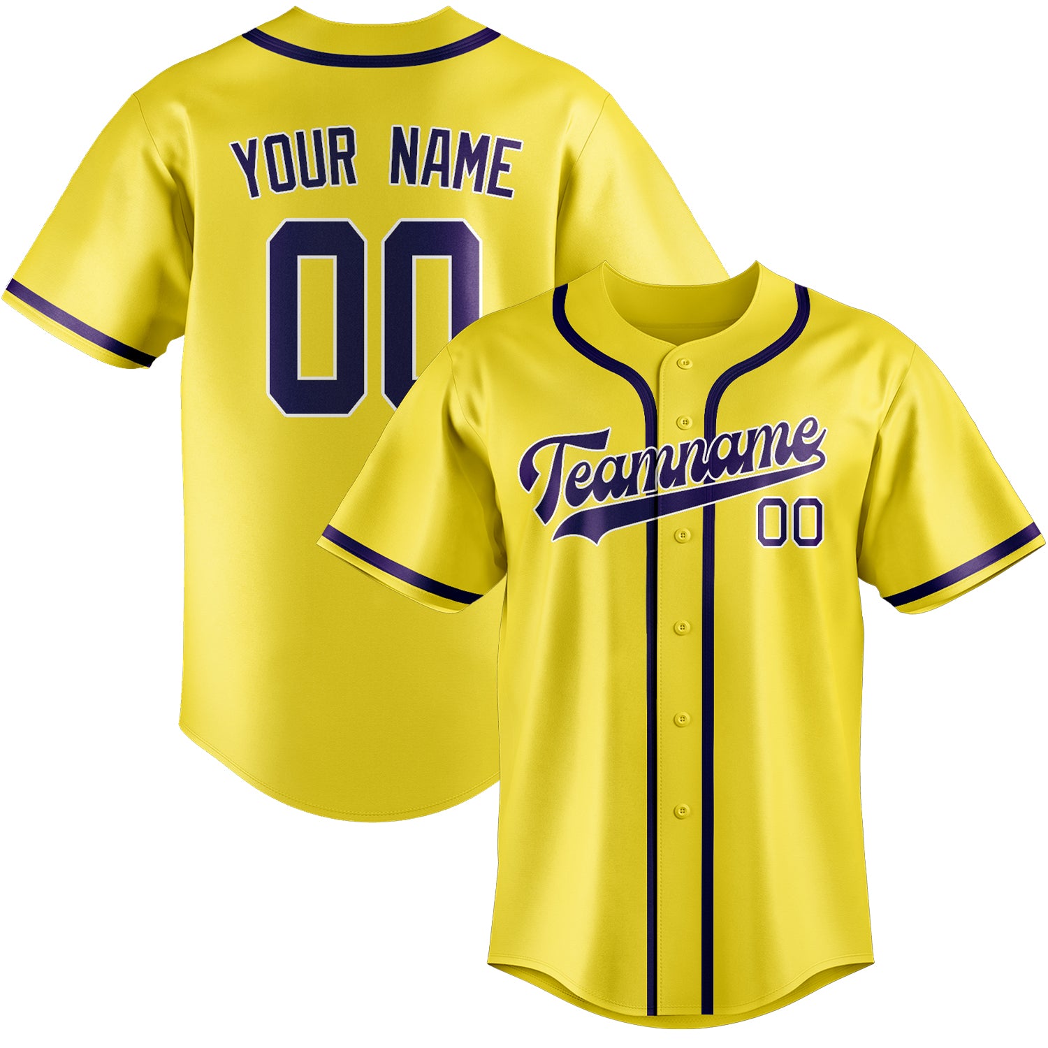 Benutzerdefiniertes Professionelles Blassgelb Lila Baseballtrikot