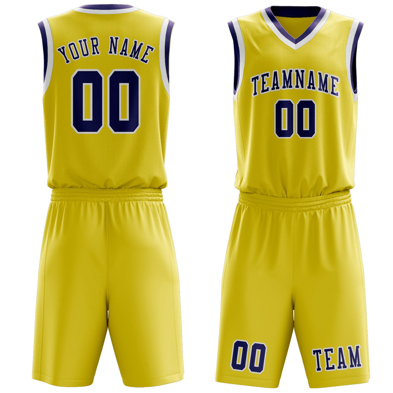 Benutzerdefiniertes Professionelles Blassgelb Lila Basketballtrikot-Set