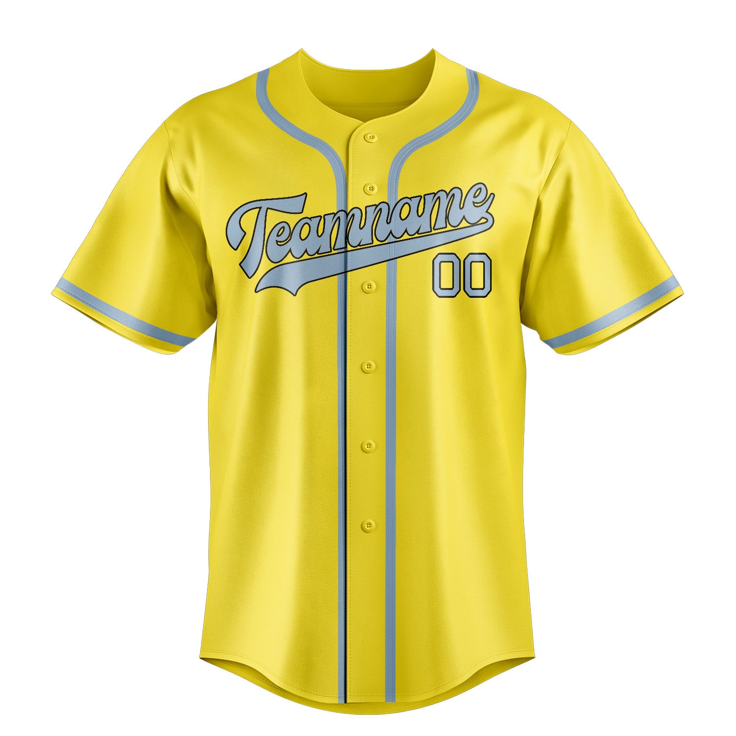 Benutzerdefiniertes Professionelles Blassgelb Hellblau Baseballtrikot