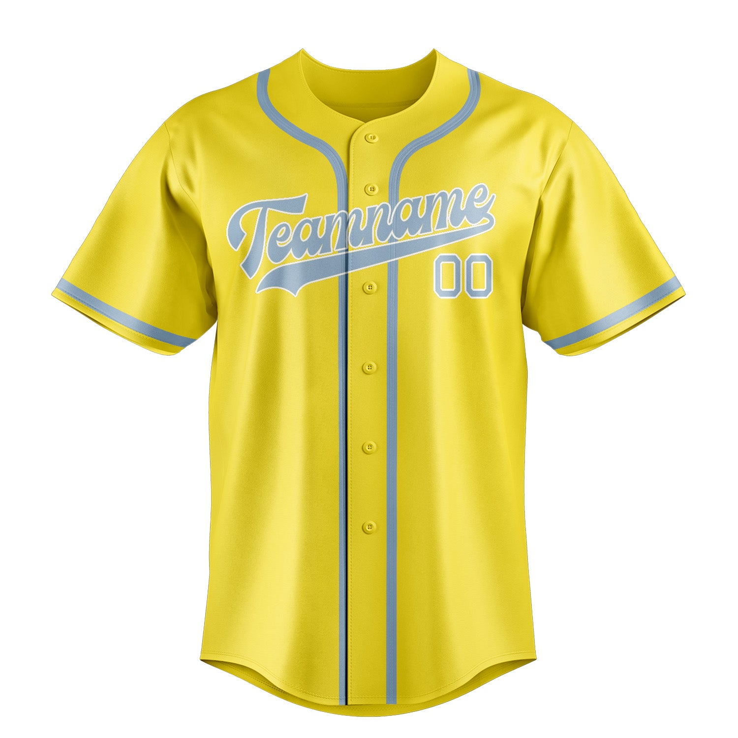 Benutzerdefiniertes Professionelles Blassgelb Hellblau Baseballtrikot