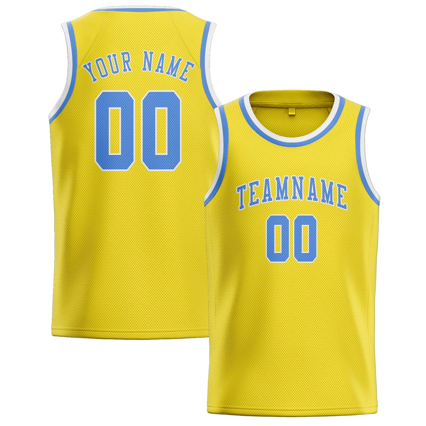 Benutzerdefiniertes Professionelles Blassgelb Hellblau Basketballtrikot
