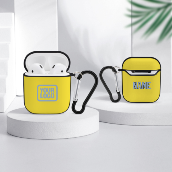Maßgeschneidertes Blassgelb Hellblau AirPods-Hülle