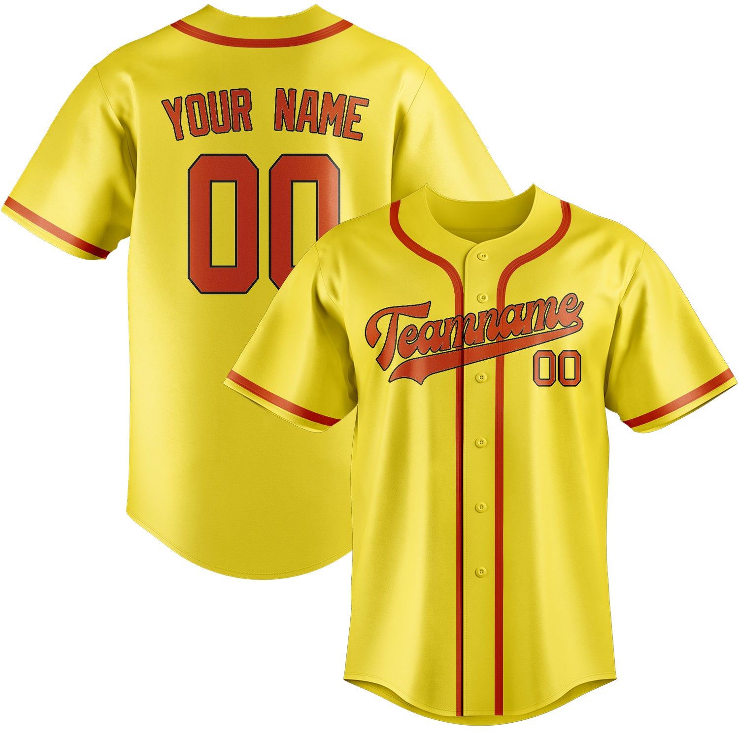 Benutzerdefiniertes Professionelles Blassgelb Orangerot Baseballtrikot