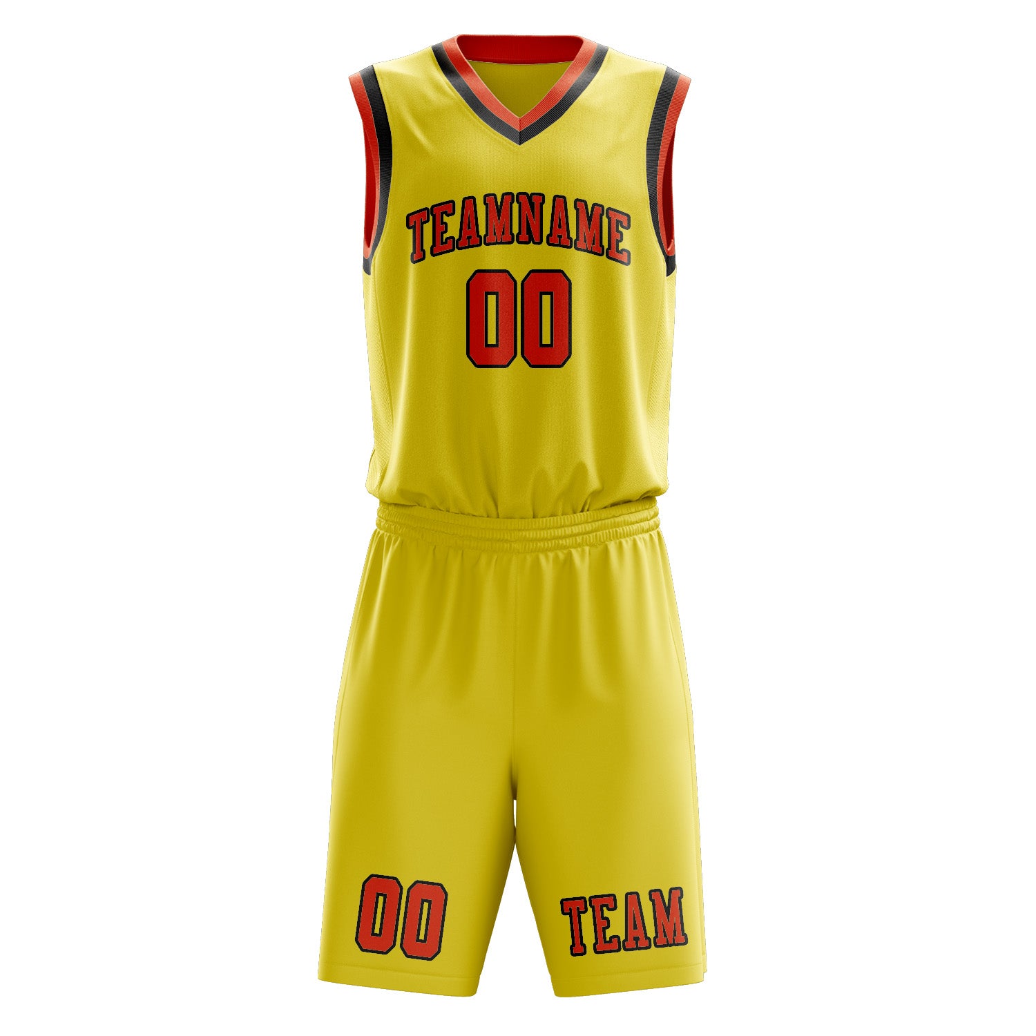 Benutzerdefiniertes Professionelles Blassgelb Orangerot Basketballtrikot-Set