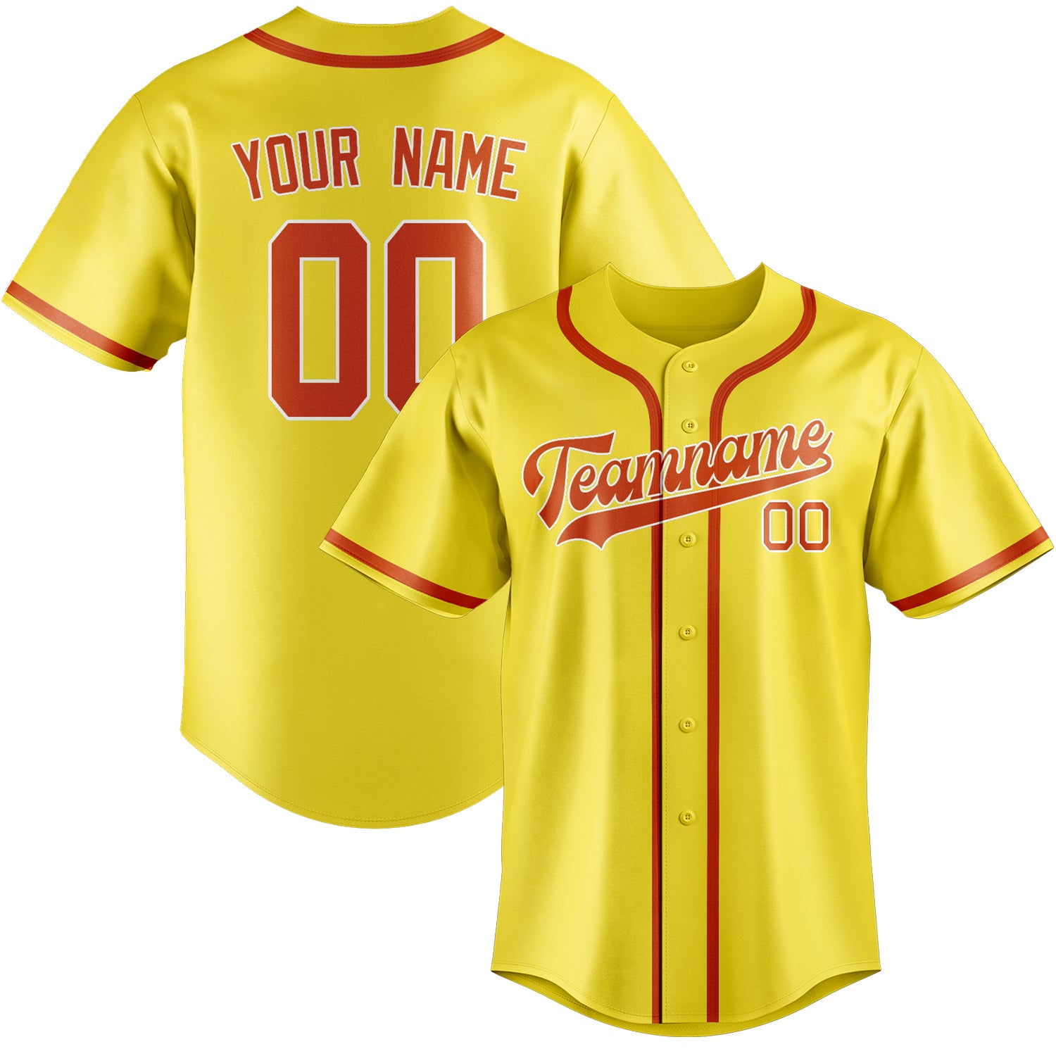 Benutzerdefiniertes Professionelles Blassgelb Orangerot Baseballtrikot