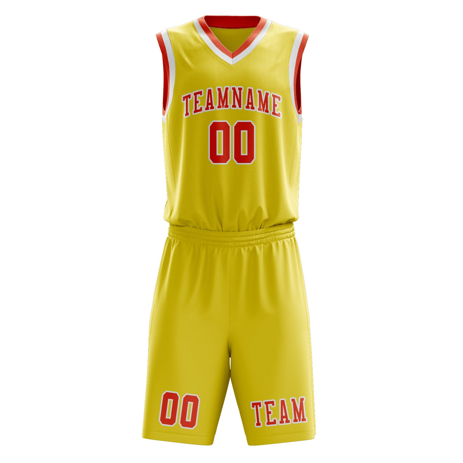 Benutzerdefiniertes Professionelles Blassgelb Orangerot Basketballtrikot-Set