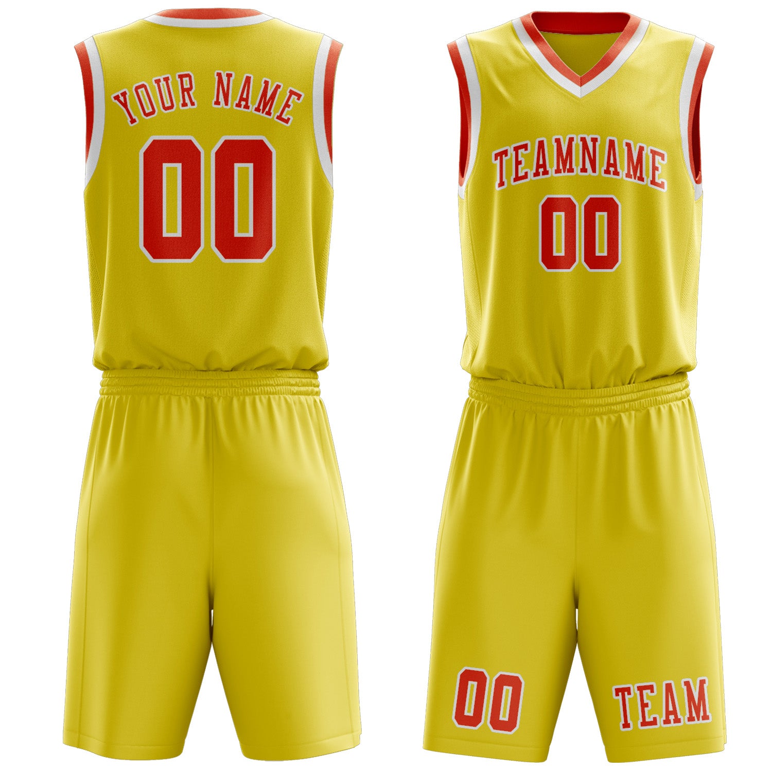Benutzerdefiniertes Professionelles Blassgelb Orangerot Basketballtrikot-Set