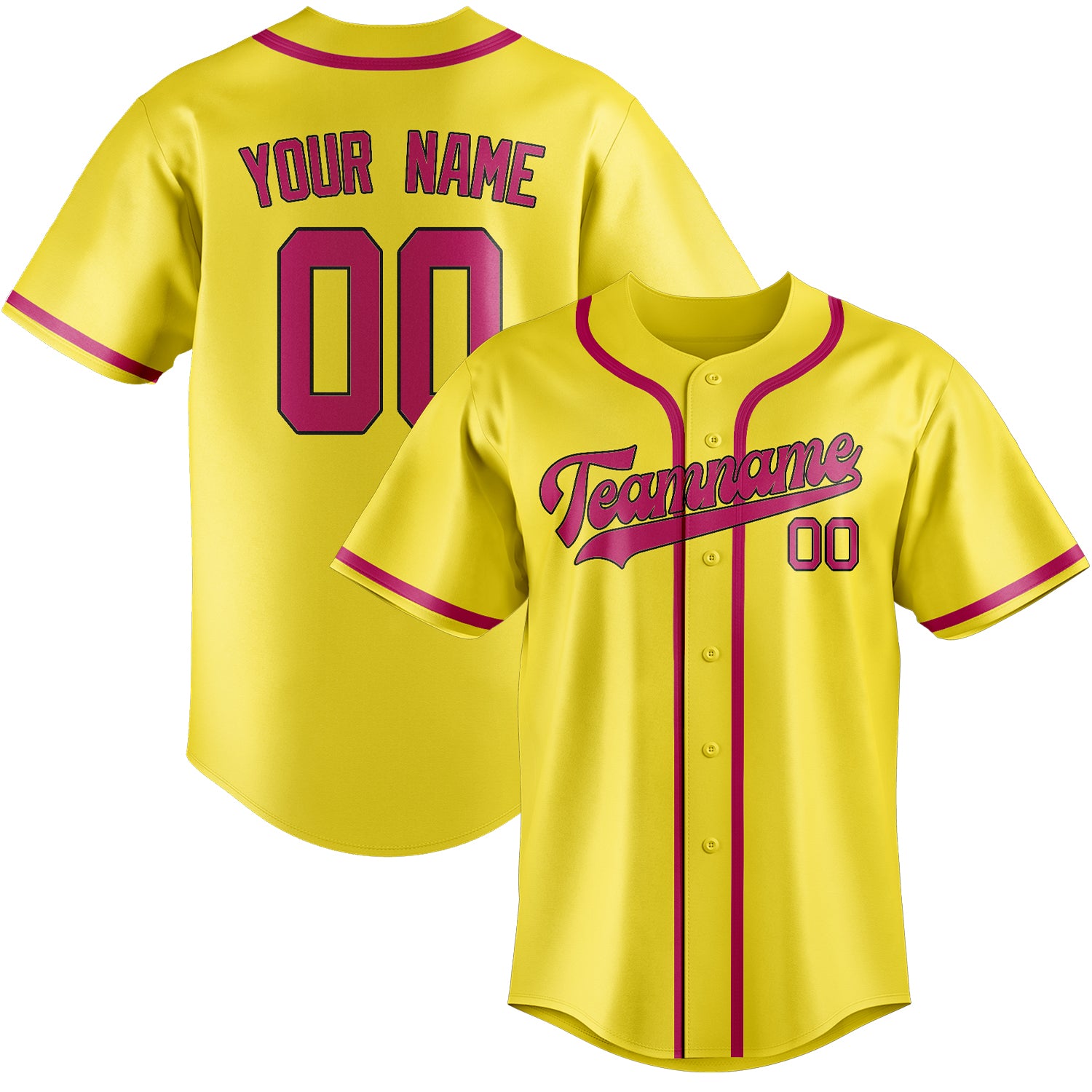 Benutzerdefiniertes Professionelles Blassgelb Rosarot Baseballtrikot
