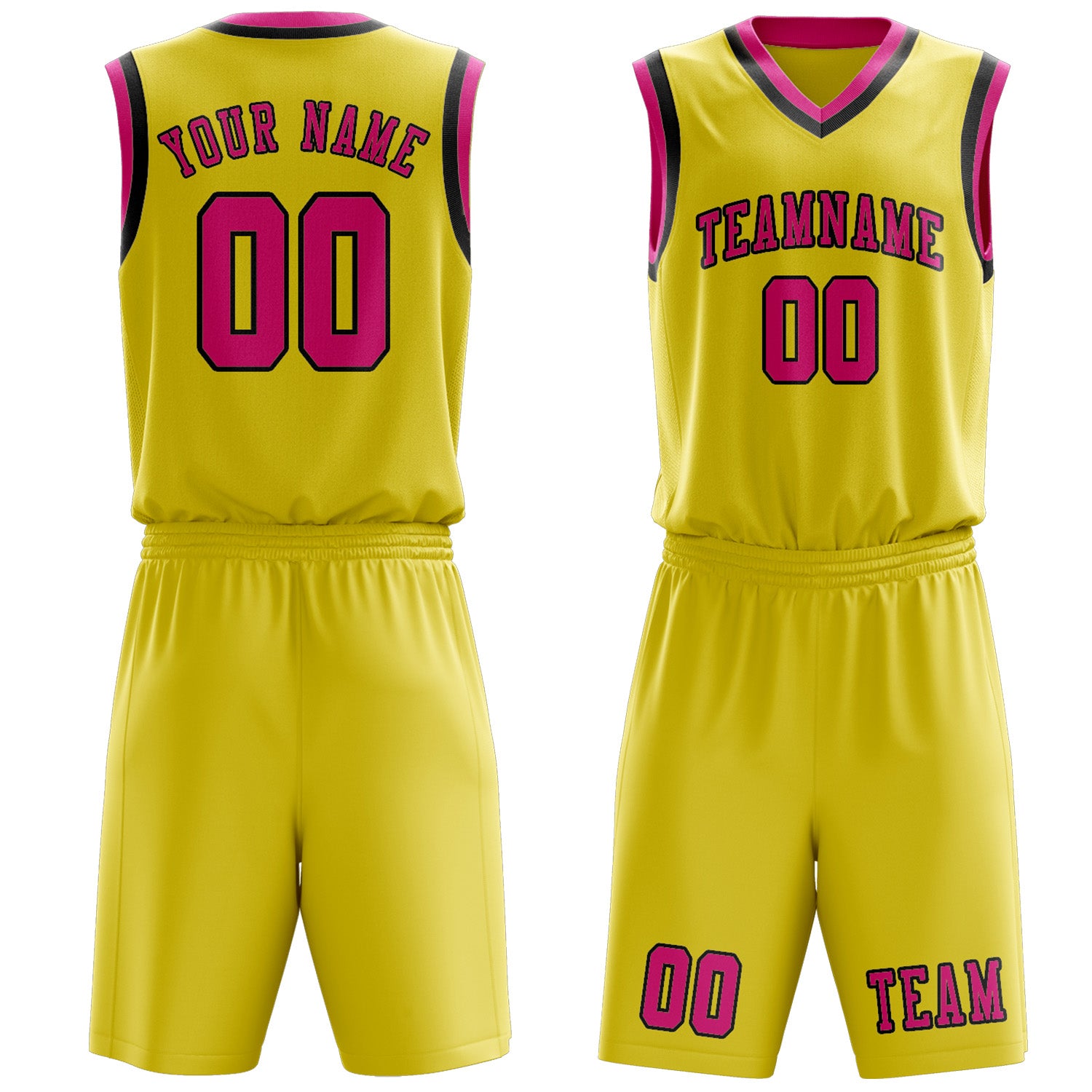 Benutzerdefiniertes Professionelles Blassgelb Rosarot Basketballtrikot-Set