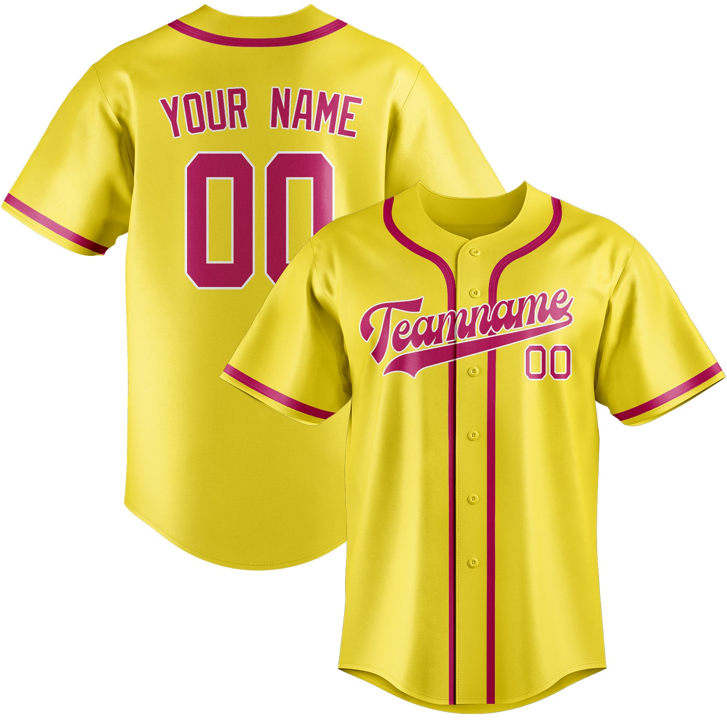 Benutzerdefiniertes Professionelles Blassgelb Rosarot Baseballtrikot