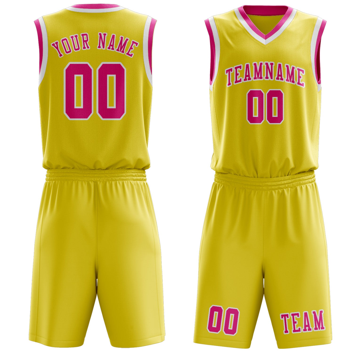 Benutzerdefiniertes Professionelles Blassgelb Rosarot Basketballtrikot-Set