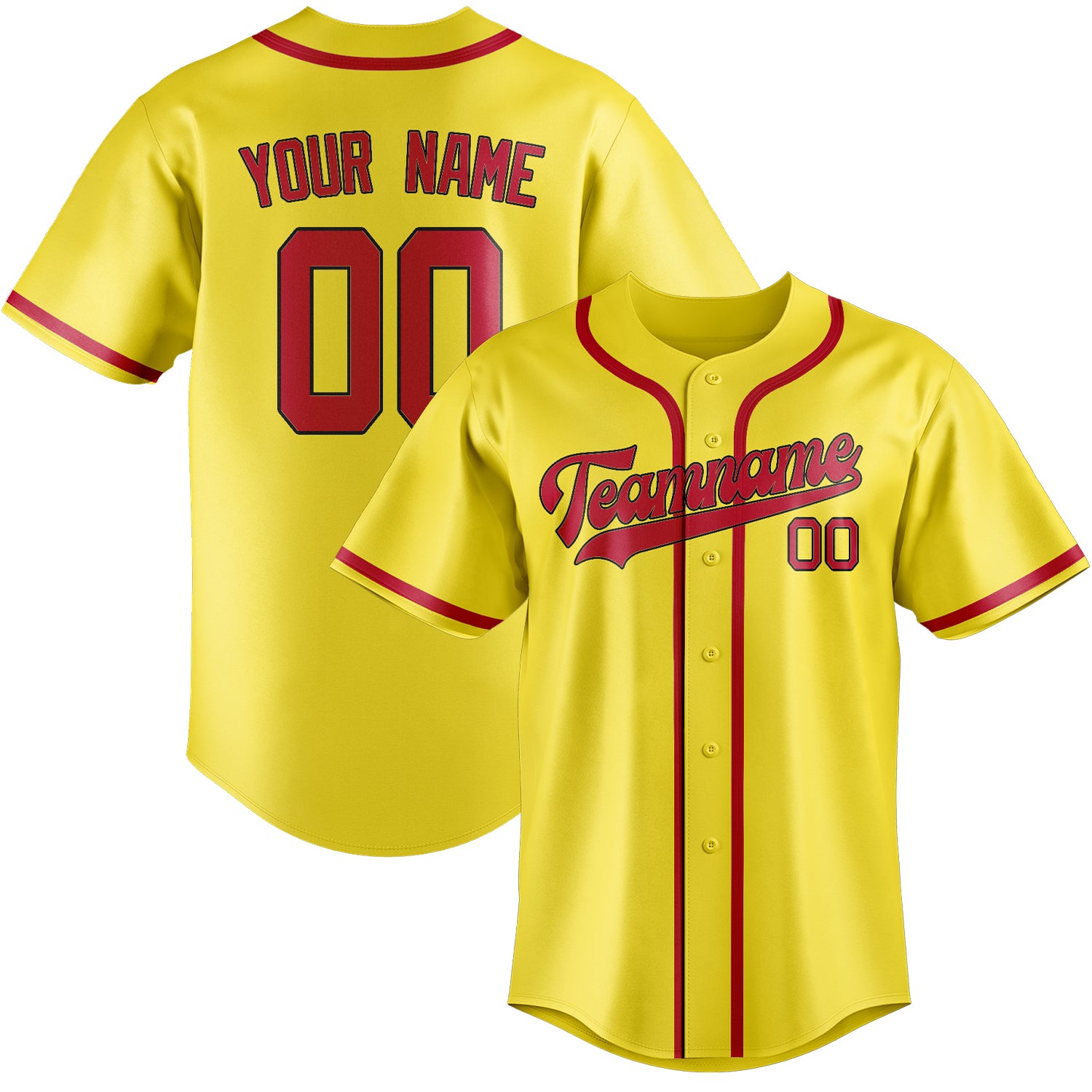 Benutzerdefiniertes Professionelles Blassgelb Rot Baseballtrikot