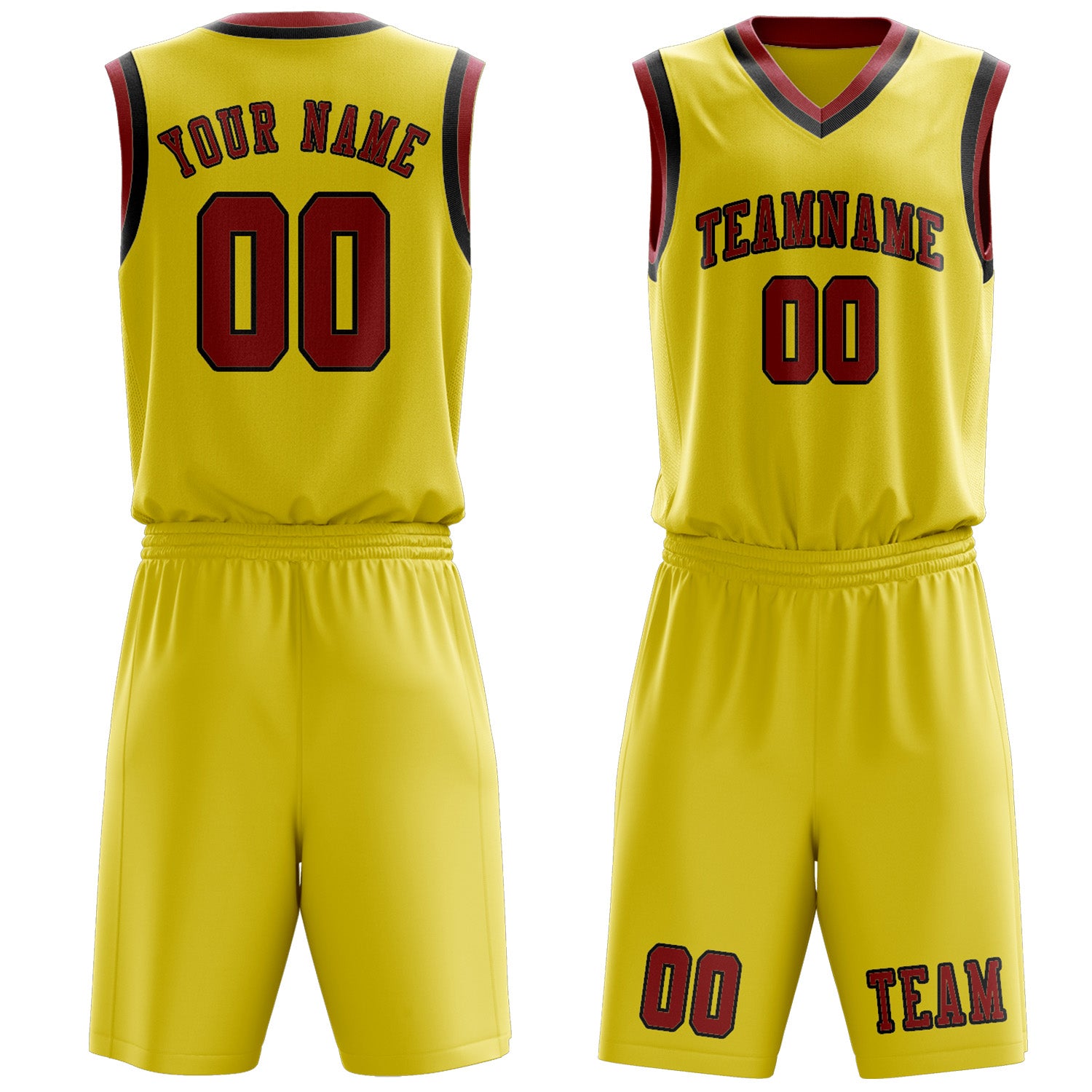Benutzerdefiniertes Professionelles Blassgelb Rot Basketballtrikot-Set