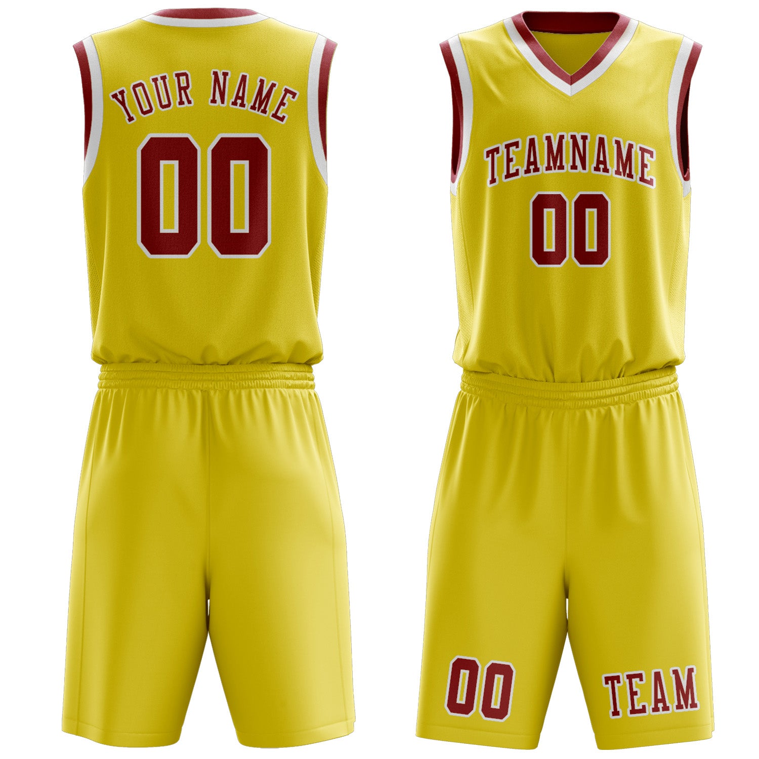 Benutzerdefiniertes Professionelles Blassgelb Rot Basketballtrikot-Set