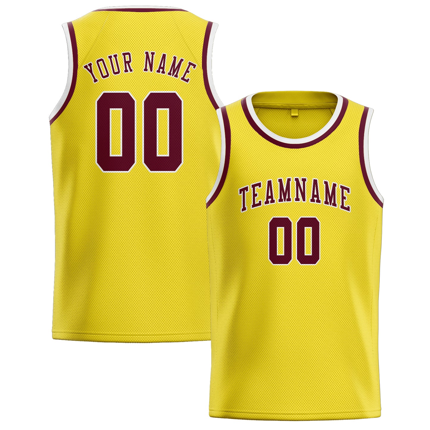 Benutzerdefiniertes Professionelles Blassgelb Karmesinrot Basketballtrikot