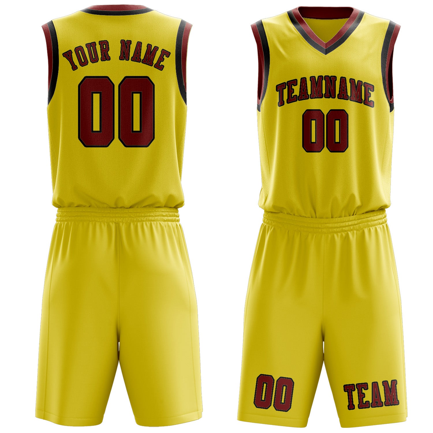 Benutzerdefiniertes Professionelles Blassgelb Korallenrot Basketballtrikot-Set