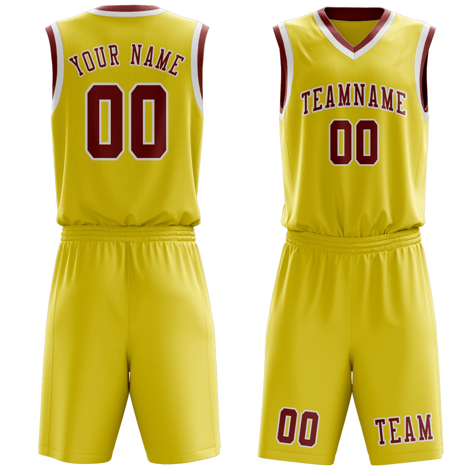 Benutzerdefiniertes Professionelles Blassgelb Korallenrot Basketballtrikot-Set