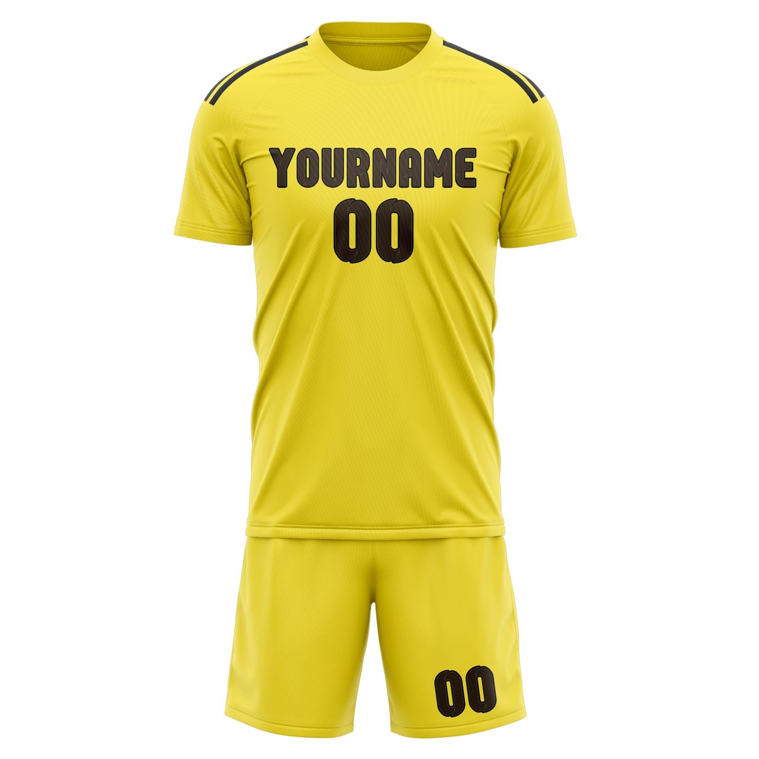 Maßgeschneidertes Professionelles Blassgelb Braun Fußballtrikot-Set