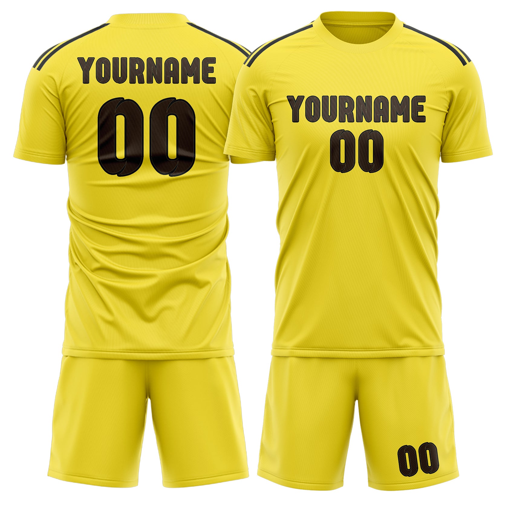 Maßgeschneidertes Professionelles Blassgelb Braun Fußballtrikot-Set