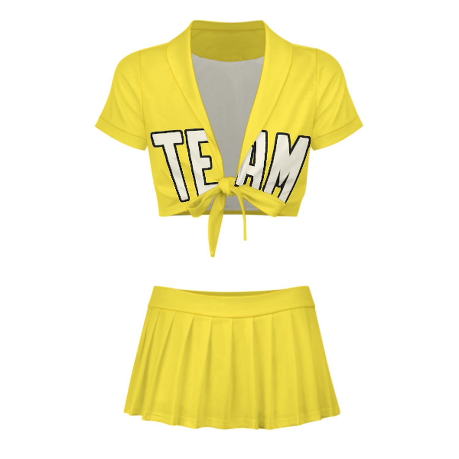 Maßgeschneidertes Blassgelb Beige Cheerleader Outfit Set