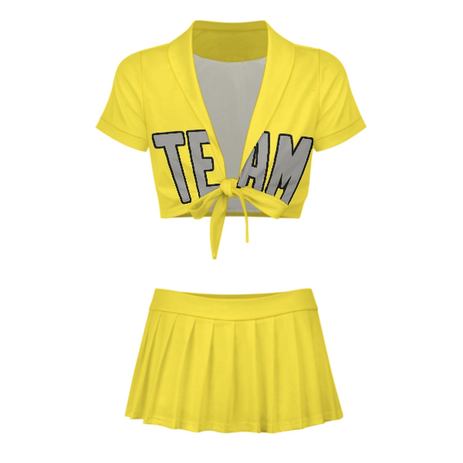 Maßgeschneidertes Blassgelb Grau Cheerleader Outfit Set