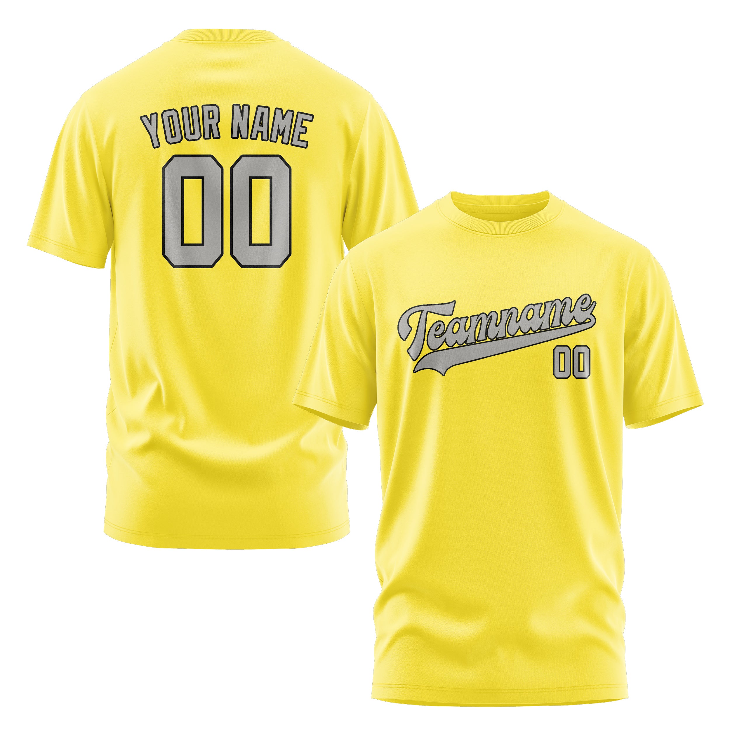 T-shirt grigia giallo pallido su misura