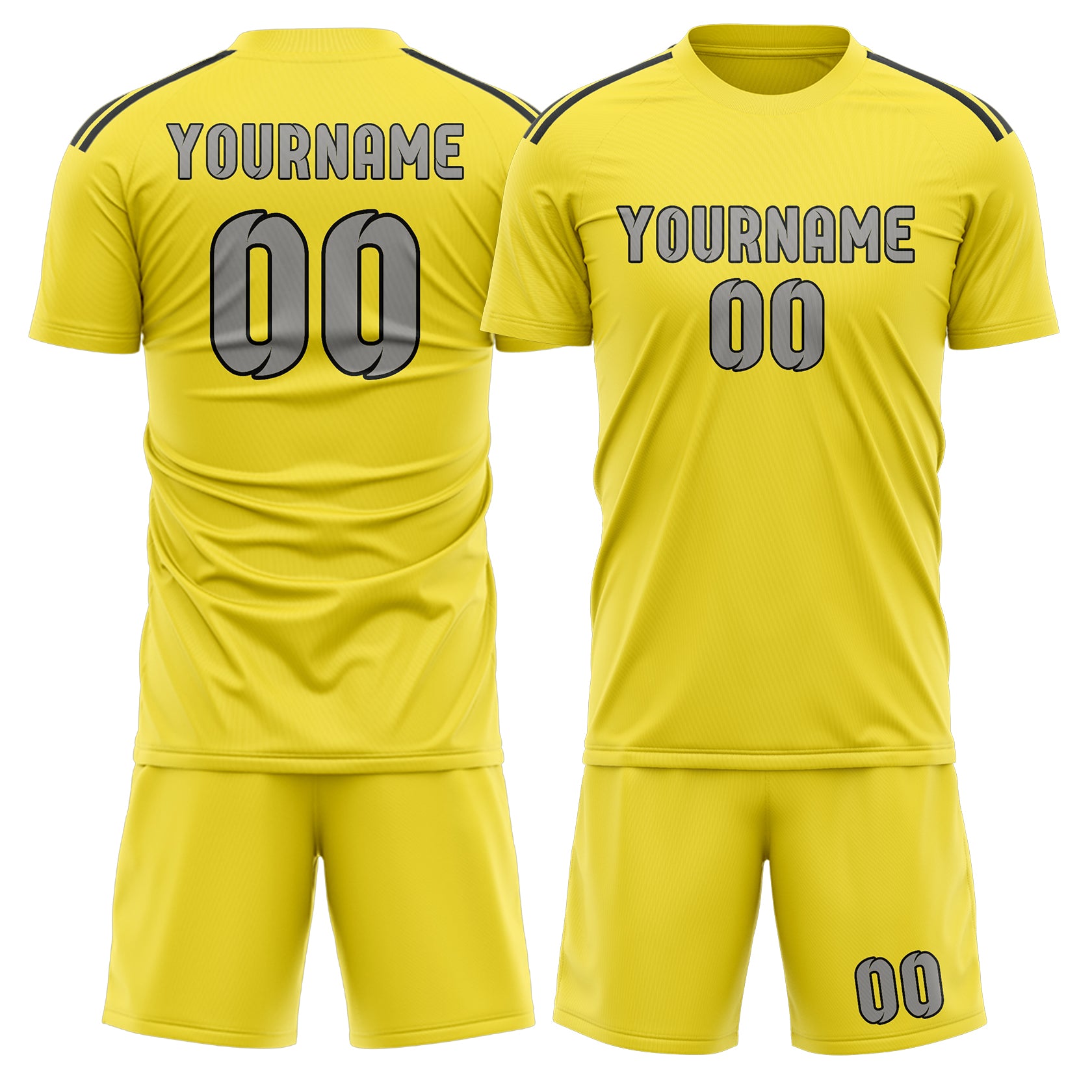 Maßgeschneidertes Professionelles Blassgelb Grau Fußballtrikot-Set