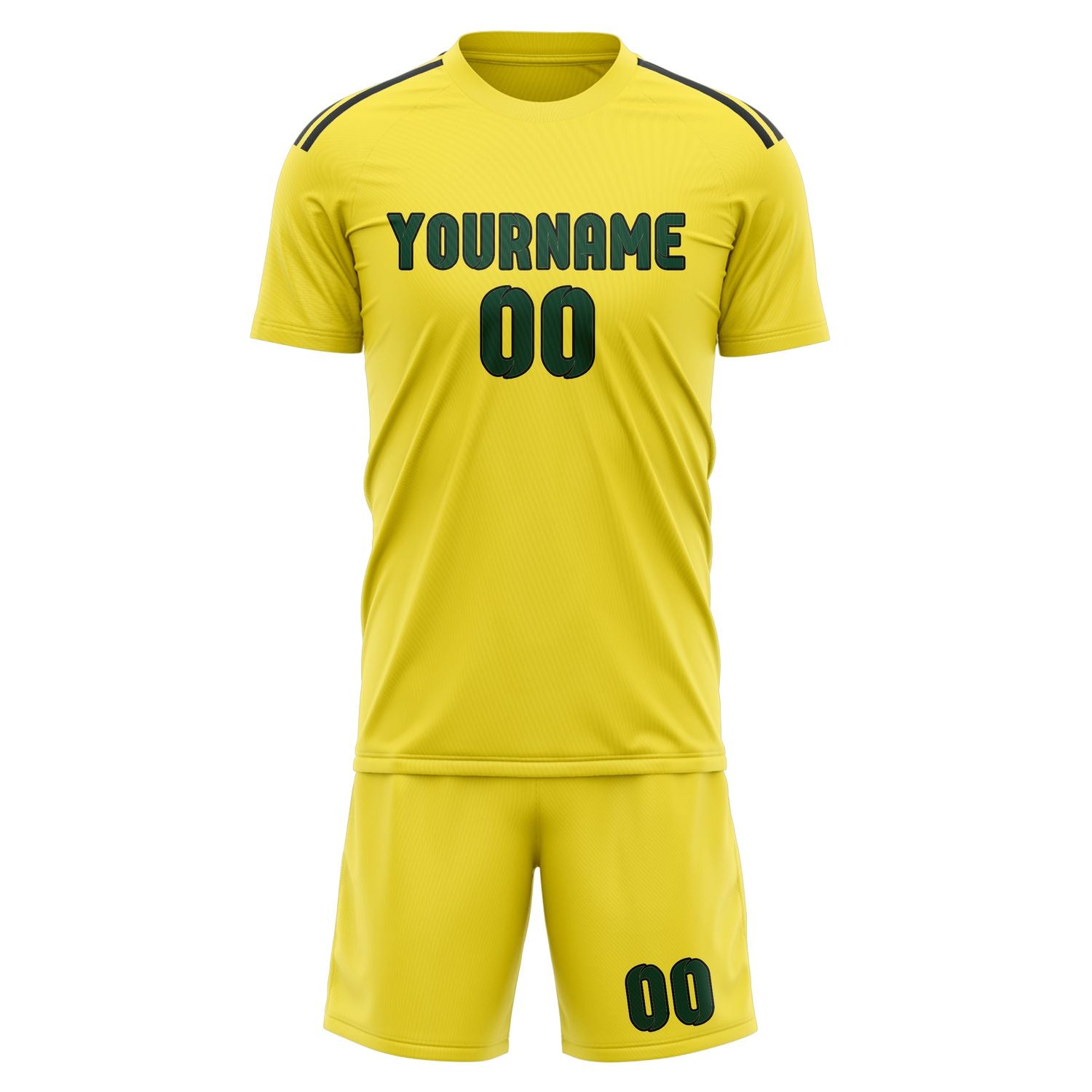 Maßgeschneidertes Professionelles Blassgelb Moosgrün Fußballtrikot-Set