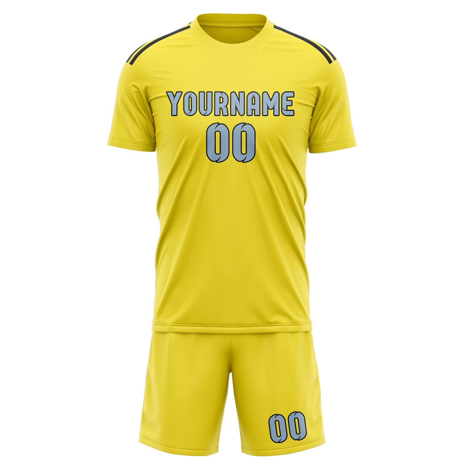 Maßgeschneidertes Professionelles Blassgelb Hellblau Fußballtrikot-Set