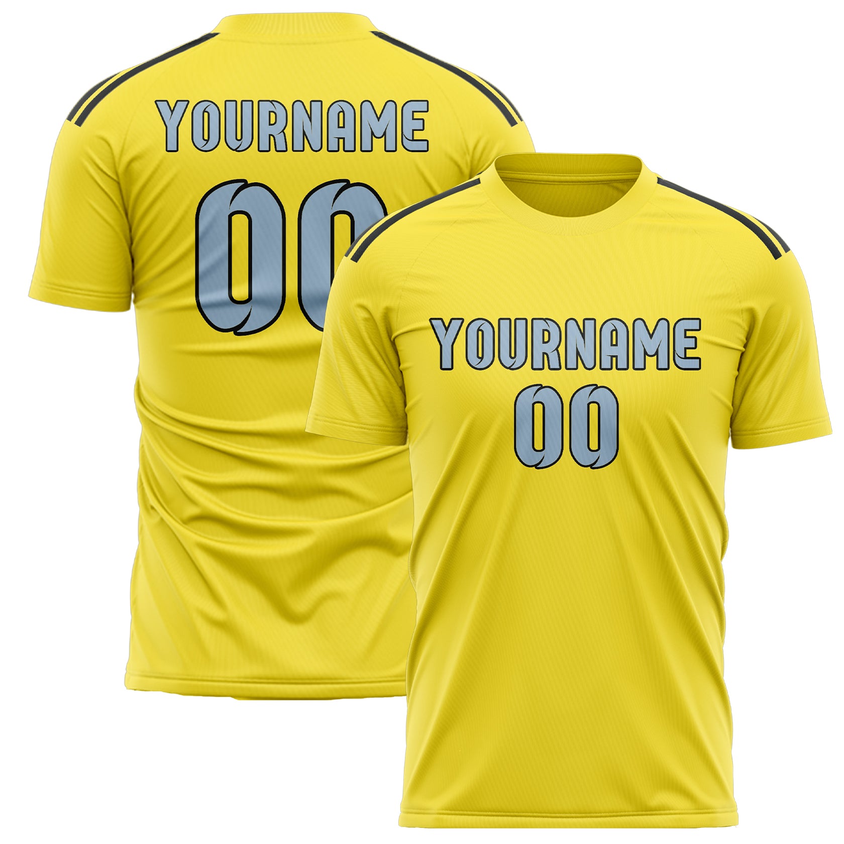 Benutzerdefiniertes Professionelles Blassgelb Hellblau Fußballtrikot