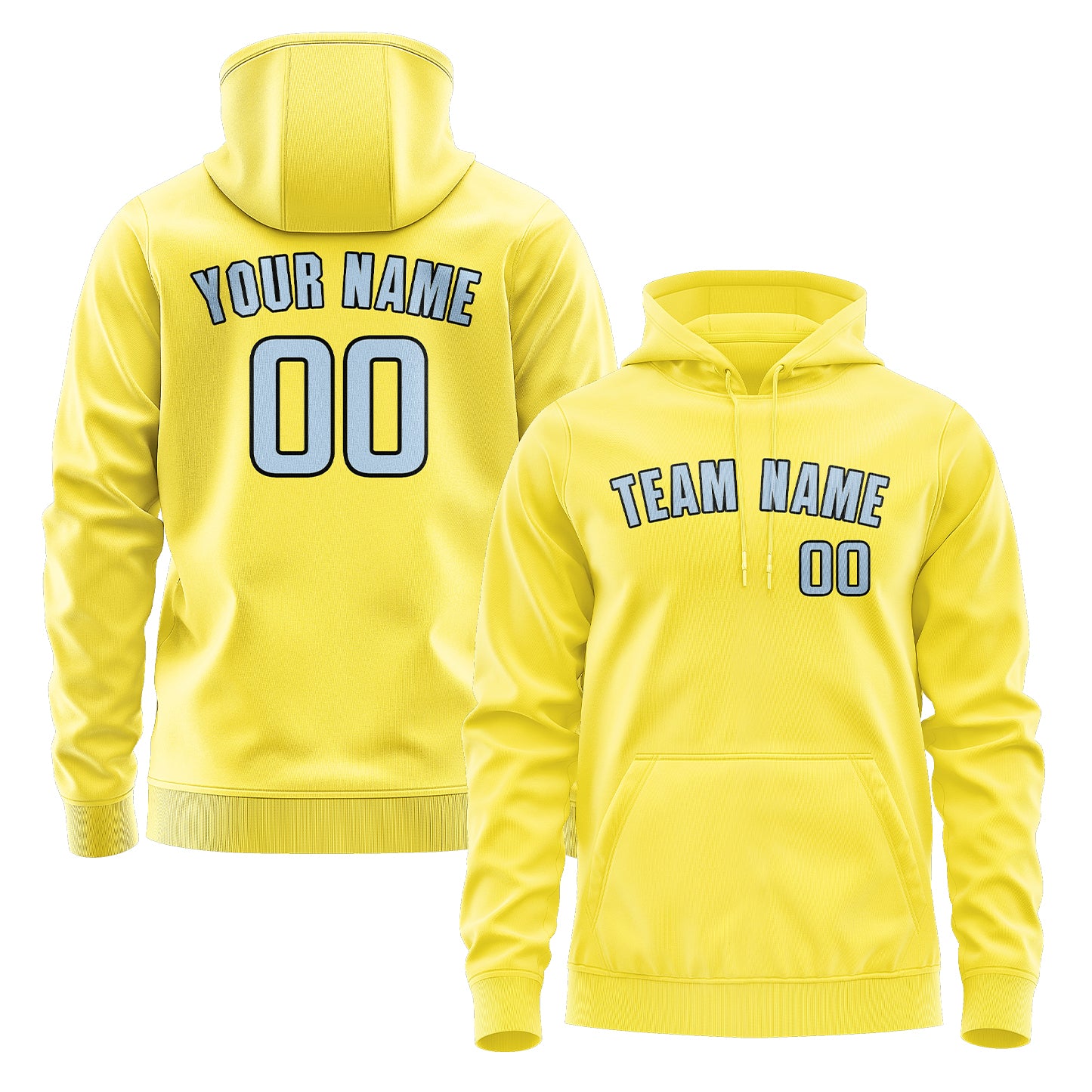 Maßgeschneidertes Blassgelb Hellblau Hoodie