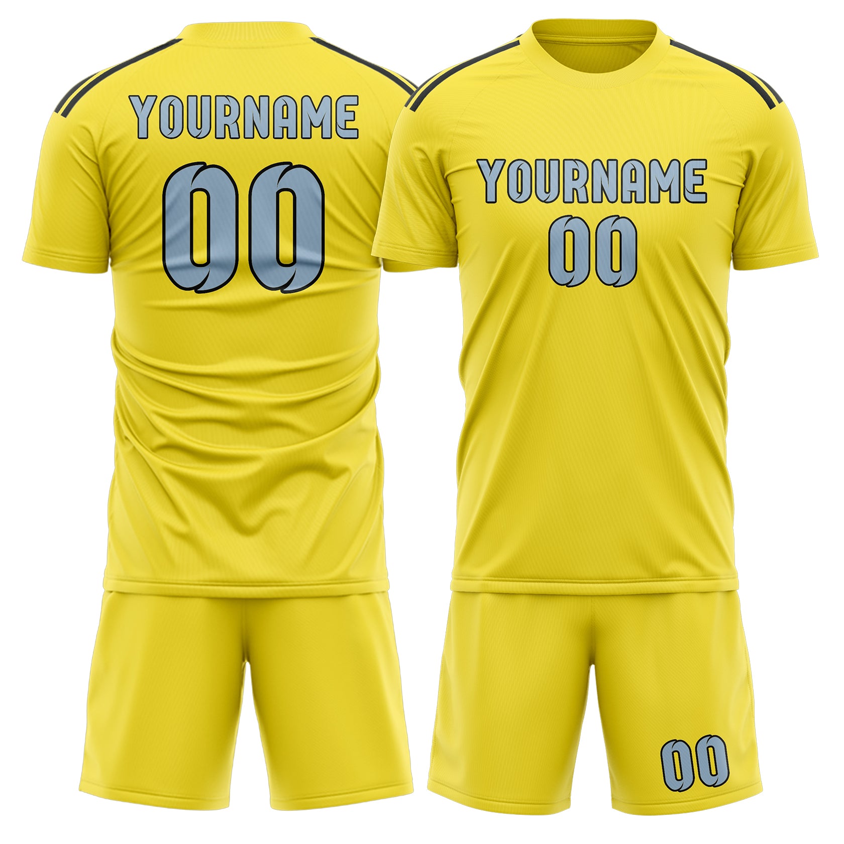 Maßgeschneidertes Professionelles Blassgelb Hellblau Fußballtrikot-Set