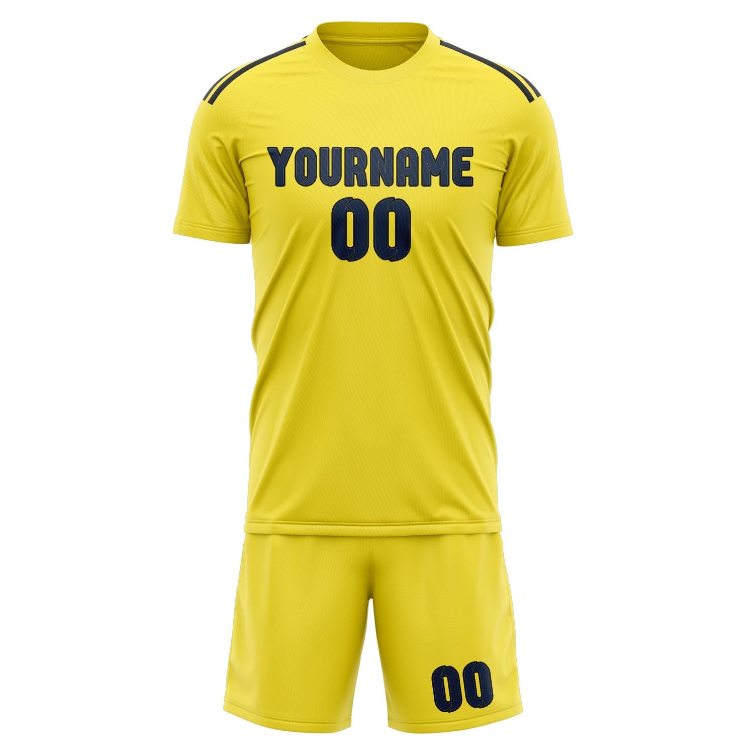 Maßgeschneidertes Professionelles Blassgelb Marineblau Fußballtrikot-Set