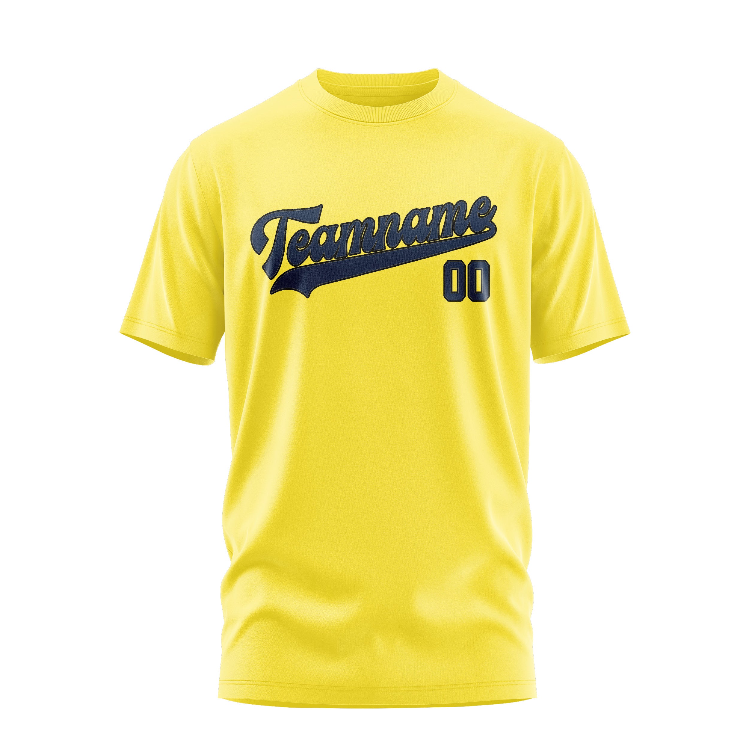 Maglietta blu navy giallo pallido su misura