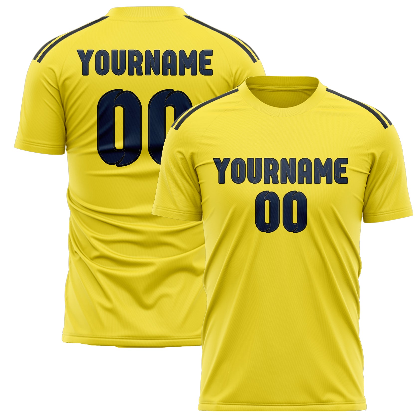 Benutzerdefiniertes Professionelles Blassgelb Marineblau Fußballtrikot