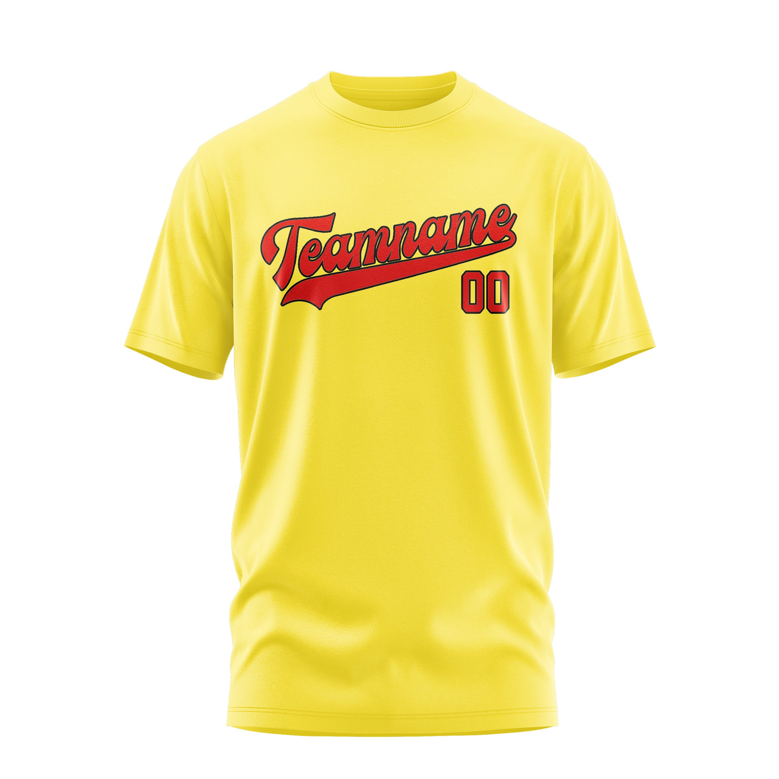 Maßgeschneidertes Blassgelb Orangerot T-Shirt