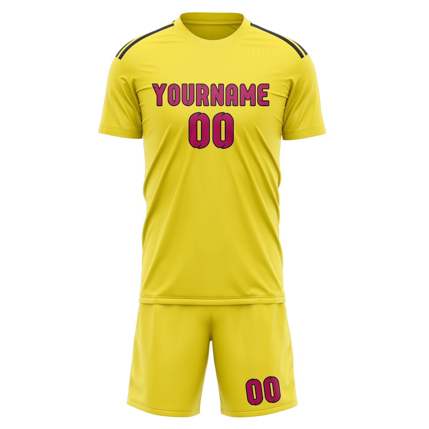 Maßgeschneidertes Professionelles Blassgelb Rosarot Fußballtrikot-Set