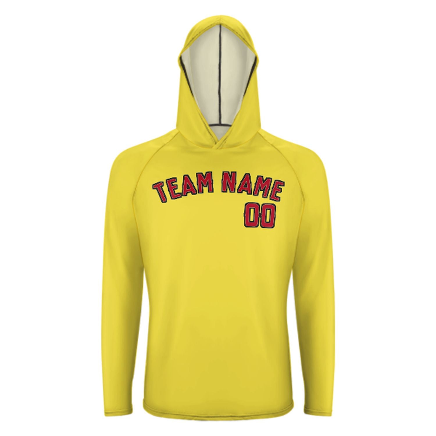 Maßgeschneidertes Blassgelb Rot UV-Hoodie