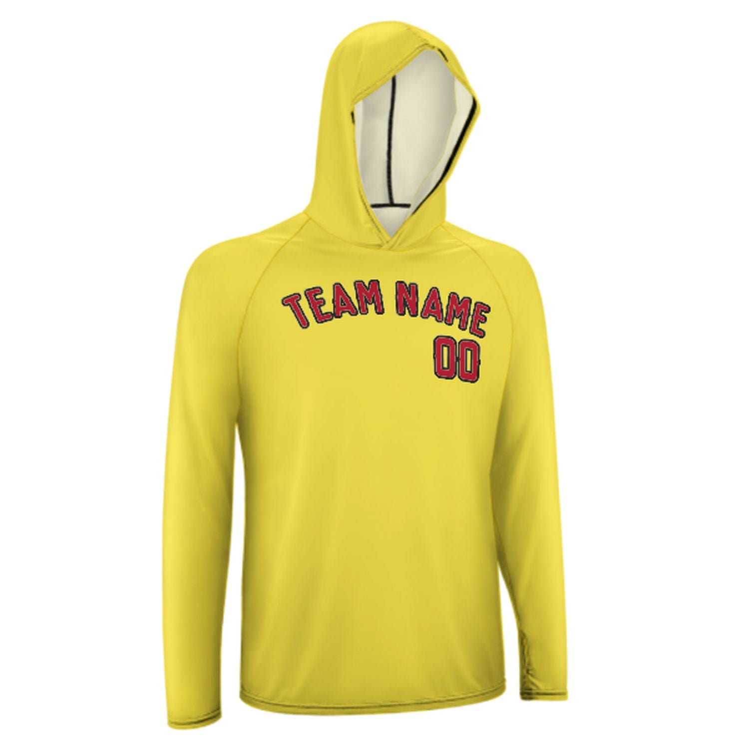 Maßgeschneidertes Blassgelb Rot UV-Hoodie