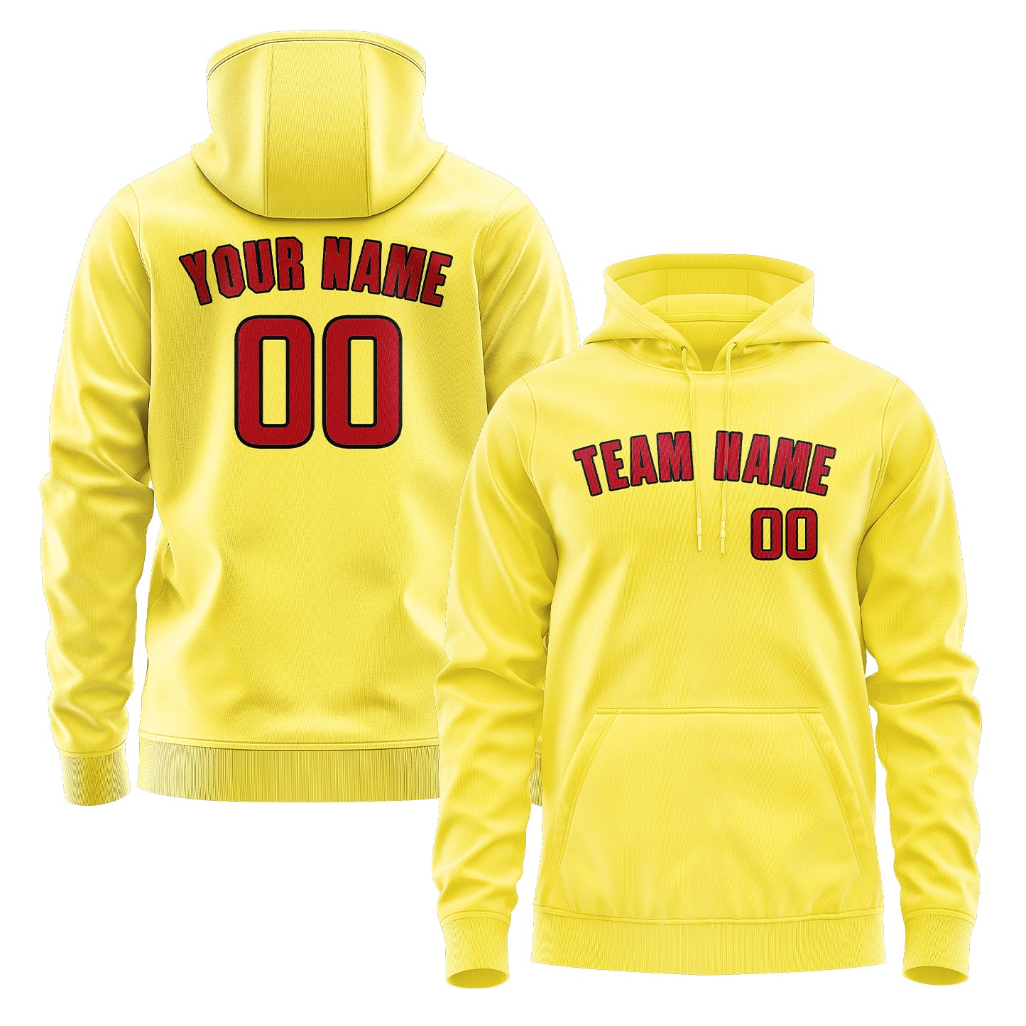 Maßgeschneidertes Blassgelb Rot Hoodie